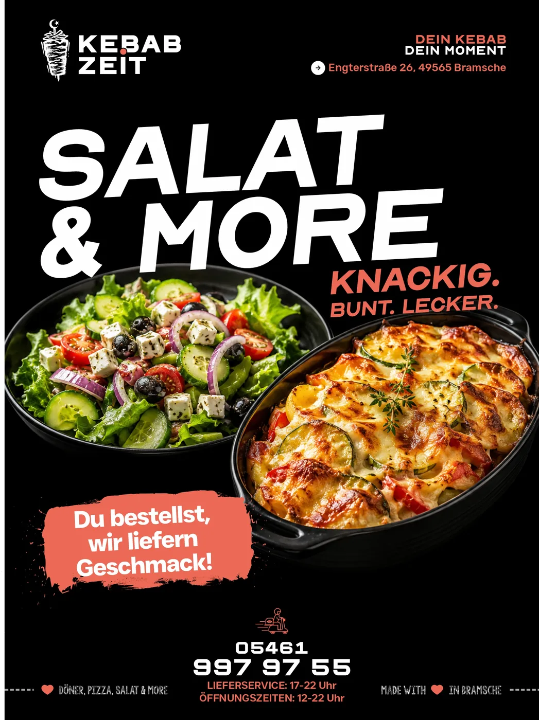 Salat und Auflauf
